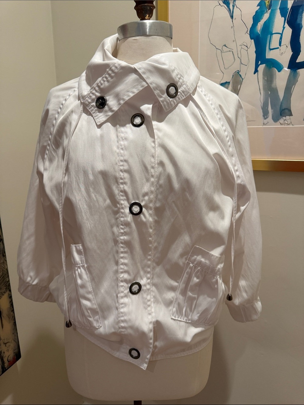 Niotto White Retro Overdized Jacket with Snap Detail